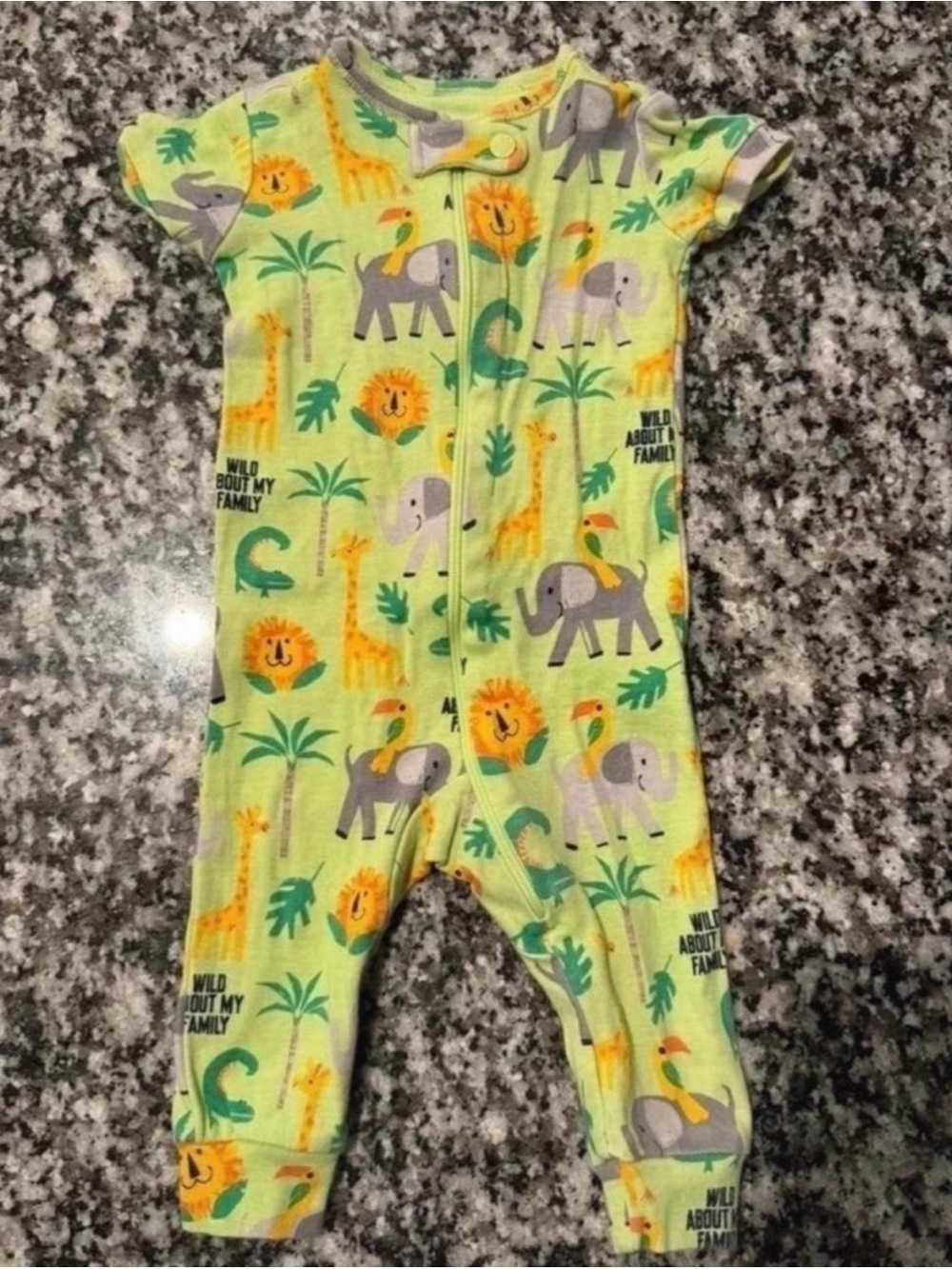 PJ Place Yellow Green Safari Animal Print Kids One-Piece
